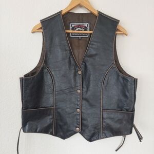 Vintage River Road‎ Leather Biker Vest Size 2XL